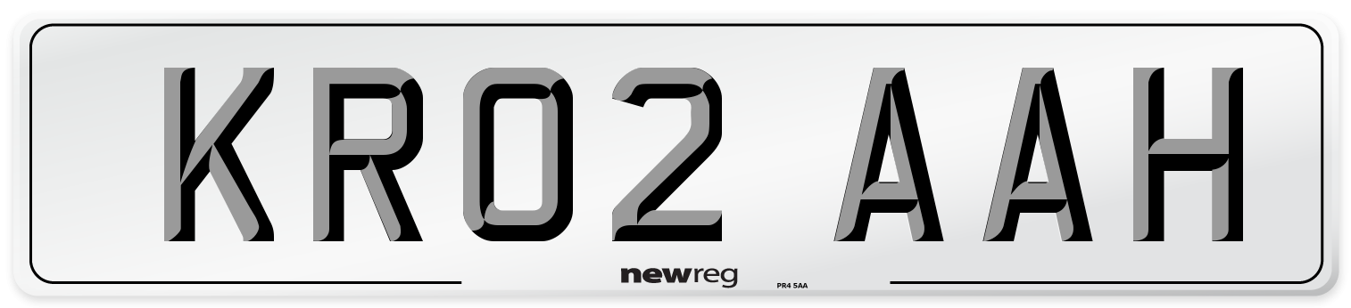 KR02 AAH Number Plate from New Reg